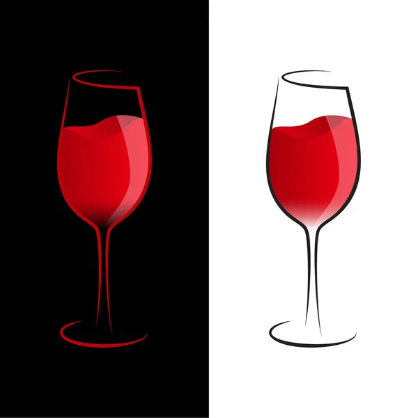 Verre Vin Vecteur Icône Avec Vin Rouge Verre Dessiné Main — Image vectorielle