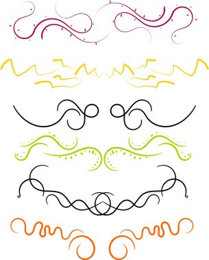 farklı renklerde altı farklı metin bölücüler