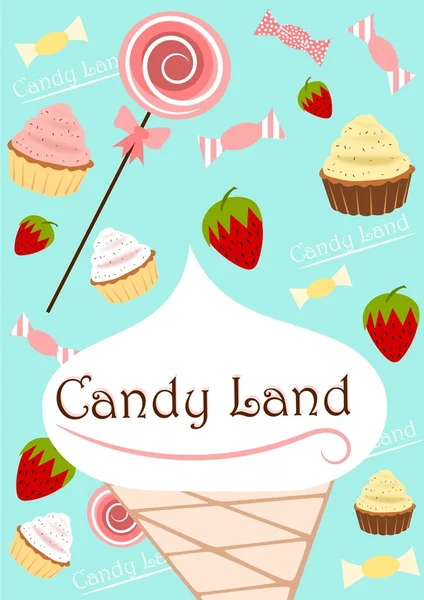 Candy land aranyos poszter — Stock Fotó