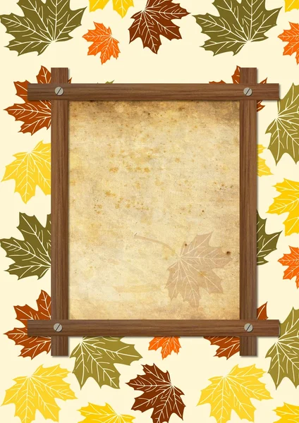 Autumn colored maple leafs with framed place for text — Stock Photo, Image