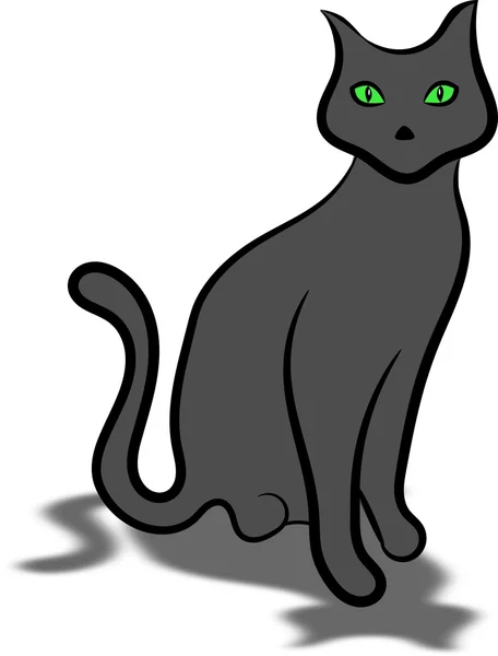 Svart katt med gröna ögon — Stockfoto