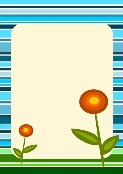 Paski retro i kwiat — Zdjęcie stockowe