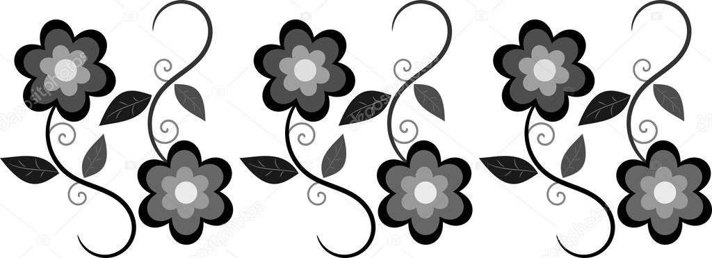 Black and gray floral border
