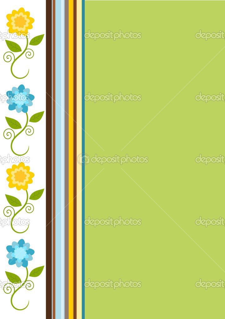 Retro floral background in blue and lime