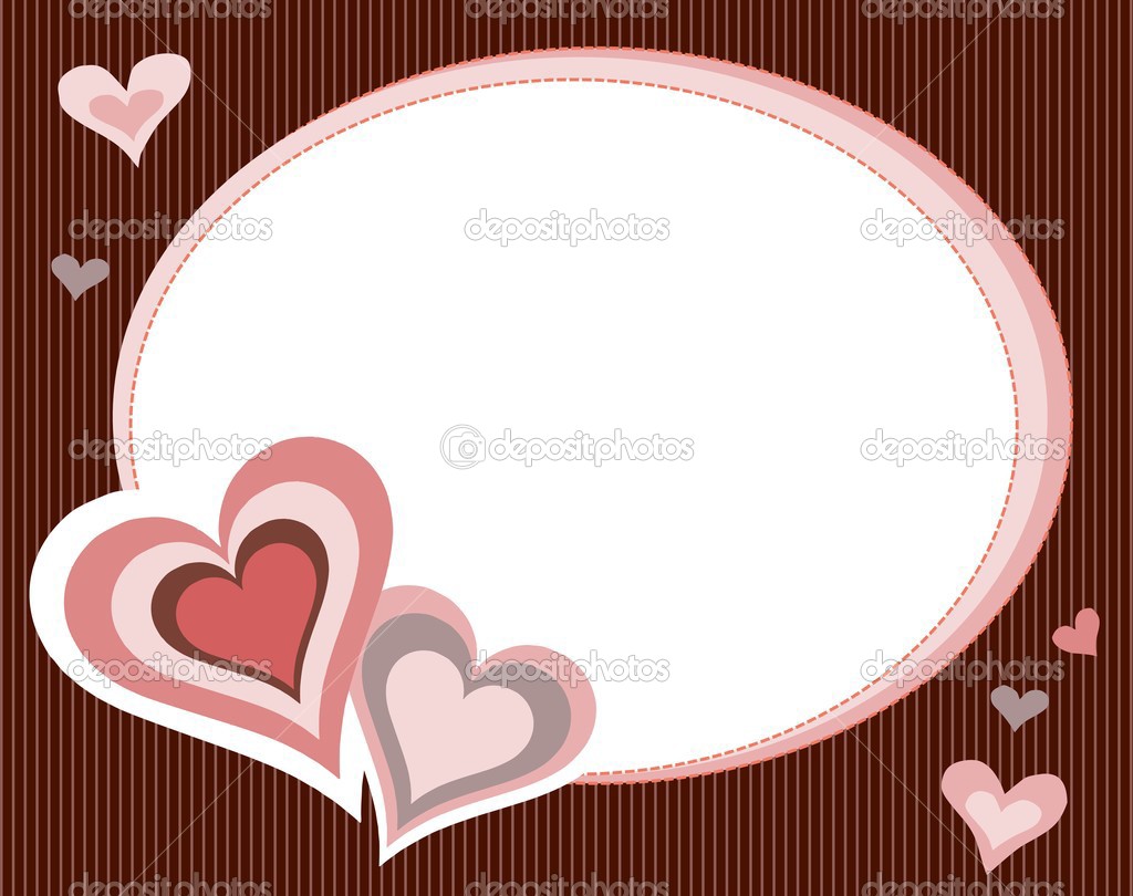 Abstract illustration of the retro frame with stripes and hearts