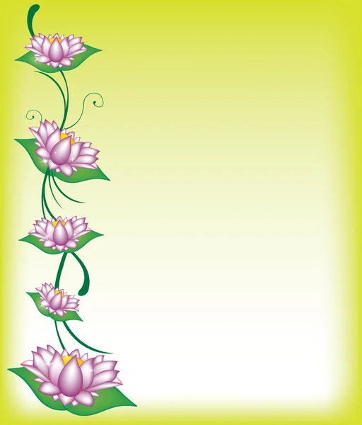 Border with swirls and lotus flowers — Stock Photo, Image