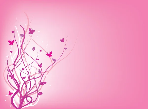 Background with swirls and butterflies in pink colour — Stock Photo, Image