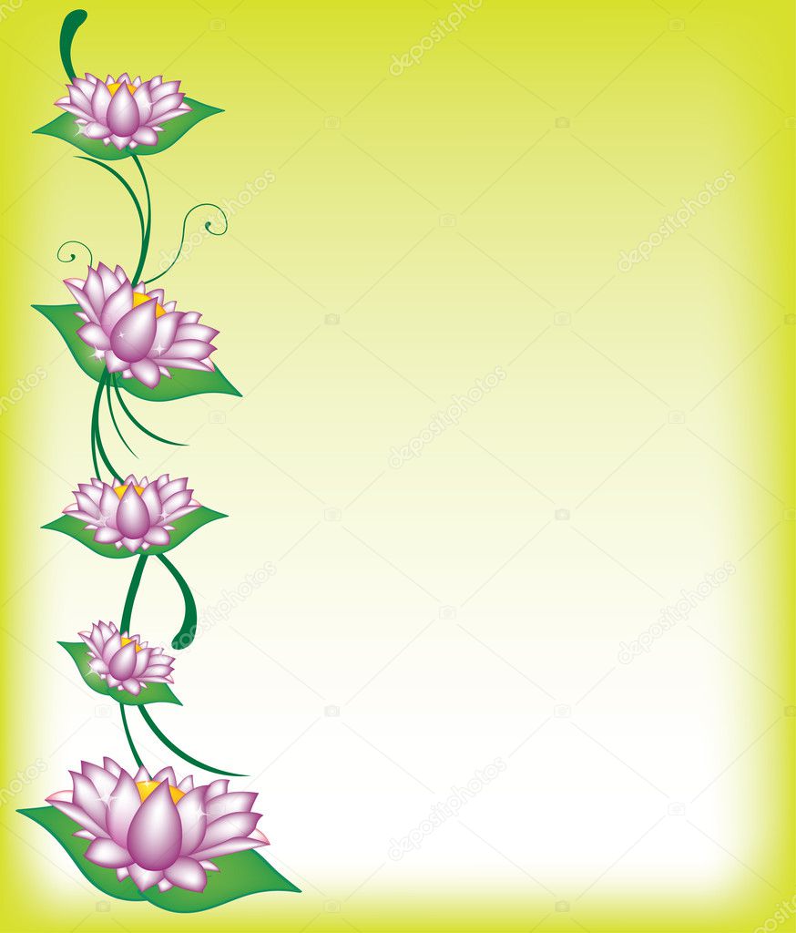 Border with swirls and lotus flowers