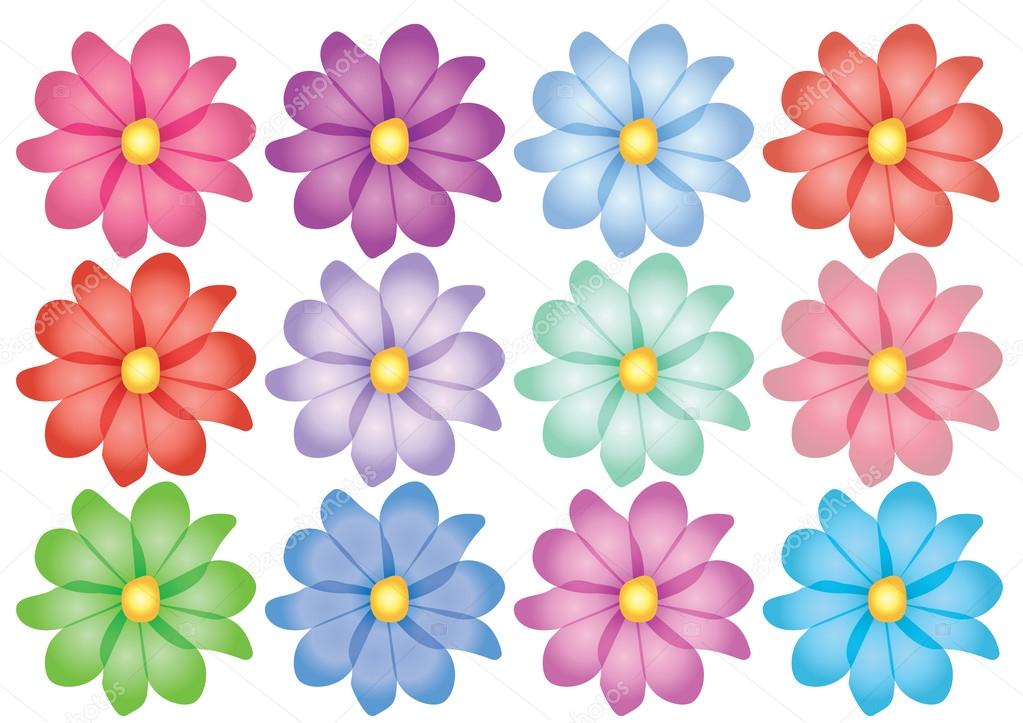 Abstract illustration of different color flowers