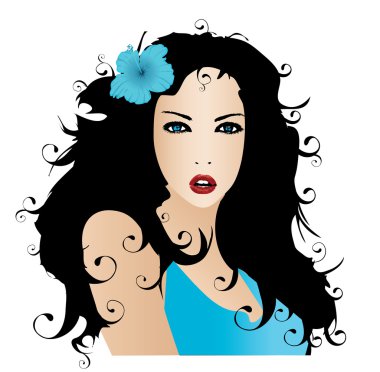 Illustration Lütfen çiçek saç ile kız
