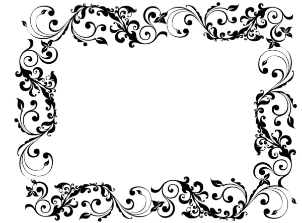 Black floral and swirly picture frame — Stock Photo, Image