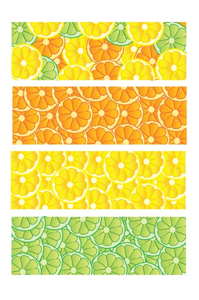 Diferentes banners coloridos de limão, limão e laranja — Fotografia de Stock