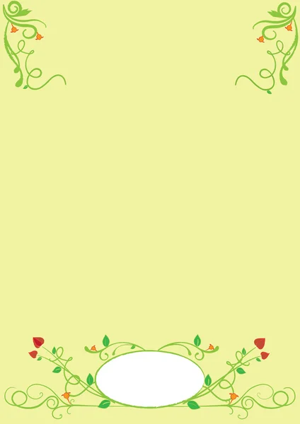 绿色和黄色的花卉菜单、 卡或背景 — 图库照片