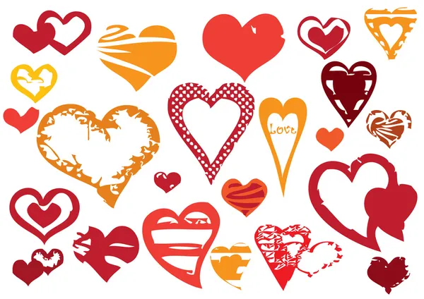 Set of 23 different grunge hearts — Stock Photo, Image