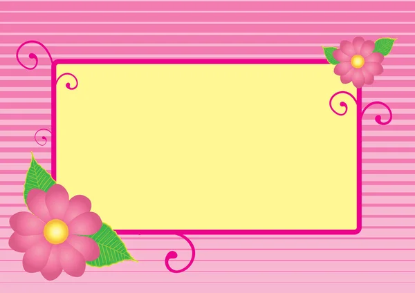 图片框或在粉红颜色和花饰风格横幅 — 图库照片