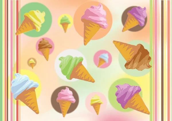 Illustrazione colorata di gelati in cono — Foto Stock