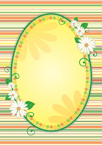 Easter egg shaped yellow frame or banner with flowers — Stock Photo, Image