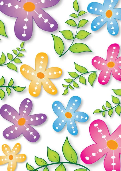 Ilustração do fundo abstrato com flores e folhas — Fotografia de Stock