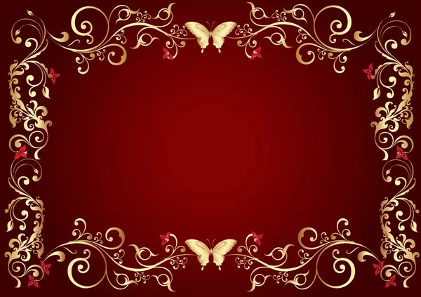 ビンテージ スタイルの花の赤い図枠 ストックフォト