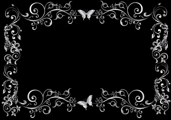 Obrazový rám se stříbrnými víry a motýly Stock Fotografie