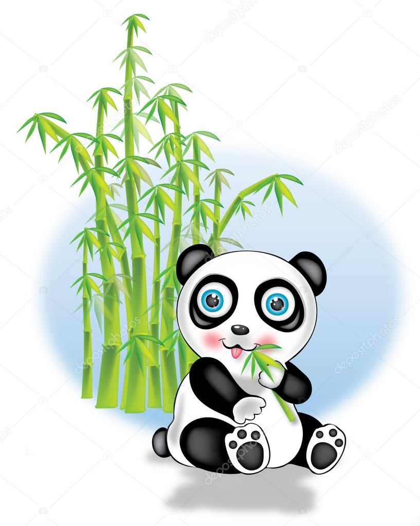 Illustration of panda with bamboo