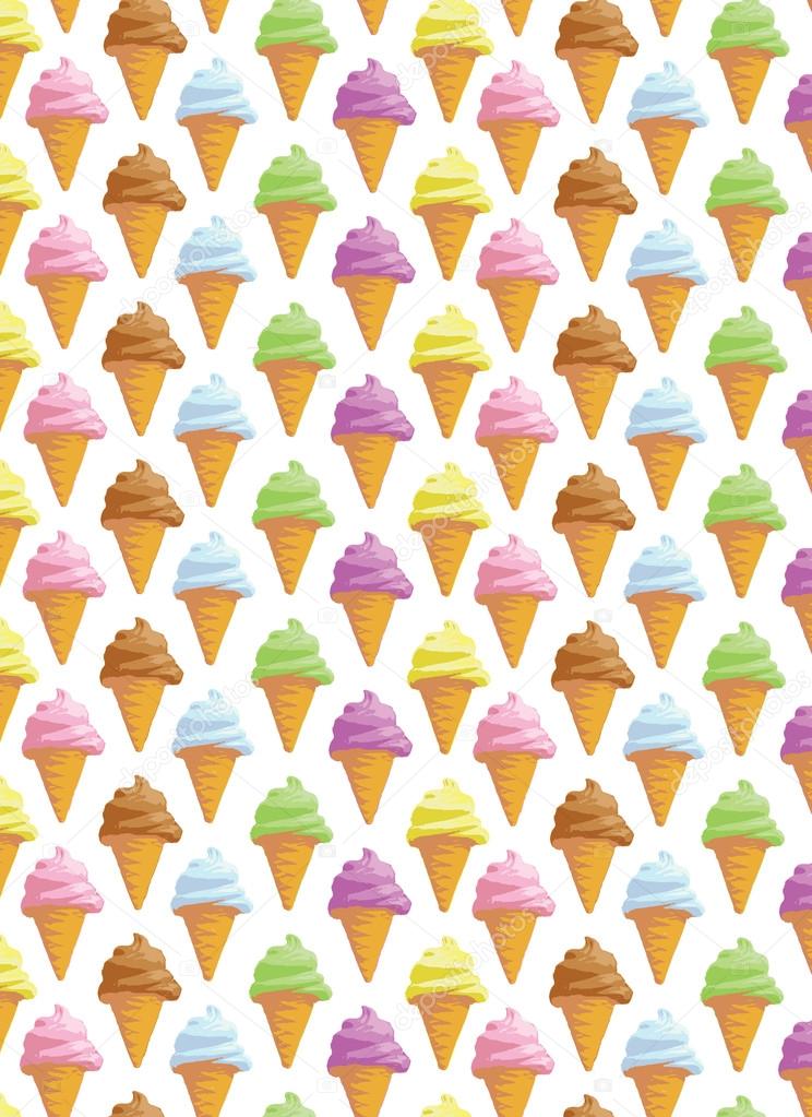 Seamless background with ice creams in cone