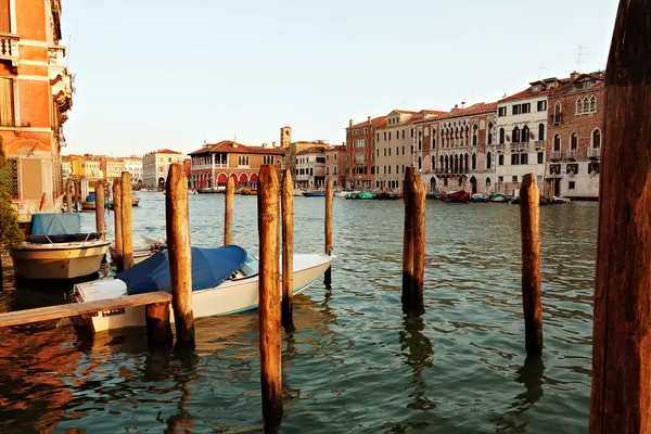 Venice canal with boats — Stock Photo, Image