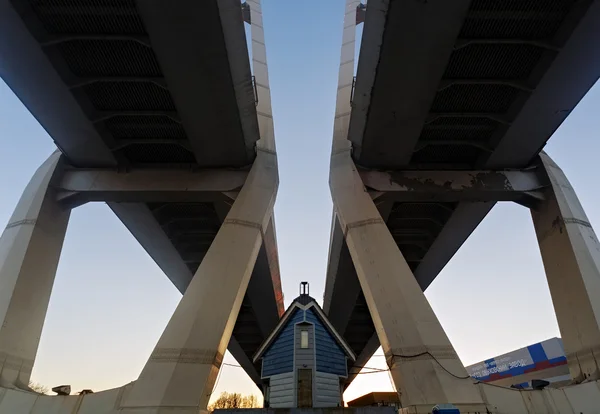 Grande ponte Obukhov sul fiume Neva — Foto Stock