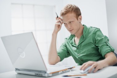 Man with the Computer. clipart
