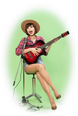 kovboy tarzı pin-up kızı