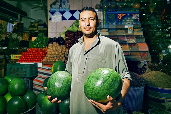 Vendedores de frutas no mercado no Egito — Fotografia de Stock