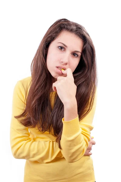 Jovencita profunda en el pensamiento — Foto de Stock