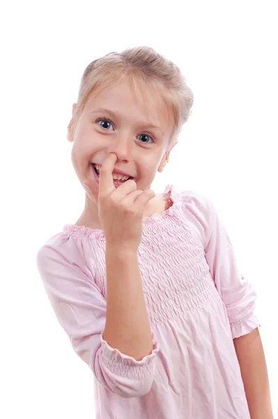 Beautiful girl in a pink dress — Stock Photo, Image