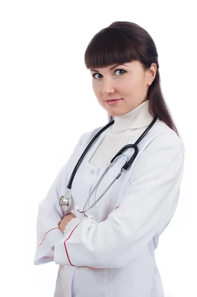 Beautiful young doctor with stethoscope — Stock Photo, Image