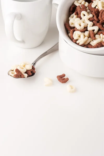 Alphabet cereal in the white bowl — Stock Photo, Image