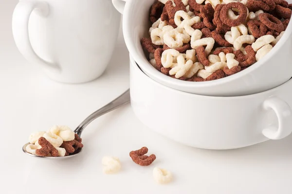 Alphabet cereal in the white bowl — Stock Photo, Image