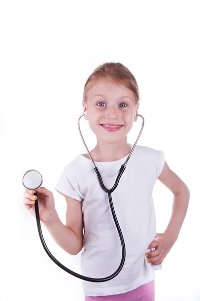Shot of a little girl in a doctors uniform. — Stock Photo, Image