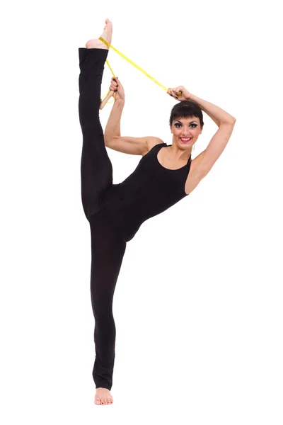 Smiling woman makes splits — Stock Photo, Image