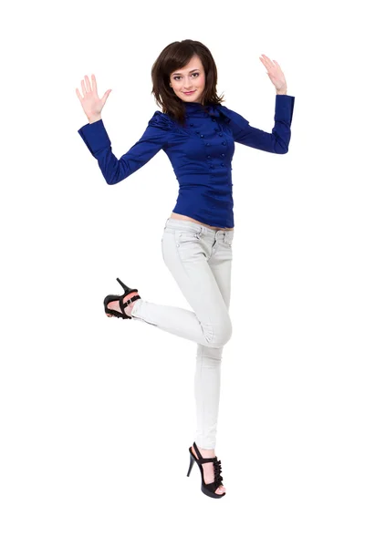 Attractive woman jumping — Stock Photo, Image