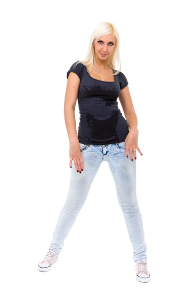 Donna sexy che indossa un jeans — Foto Stock