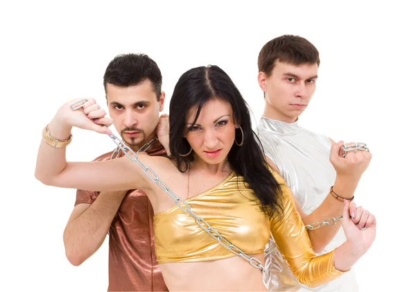 Modern style dancer posing with chain — Stock Photo, Image