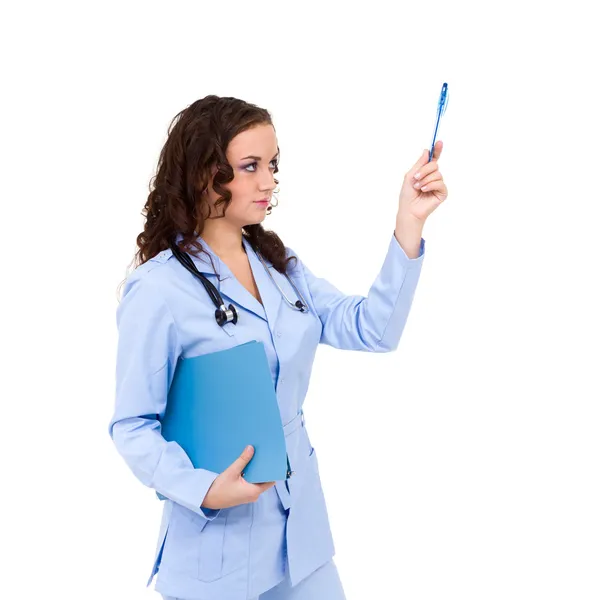 Young doctor showing direction — Stock Photo, Image