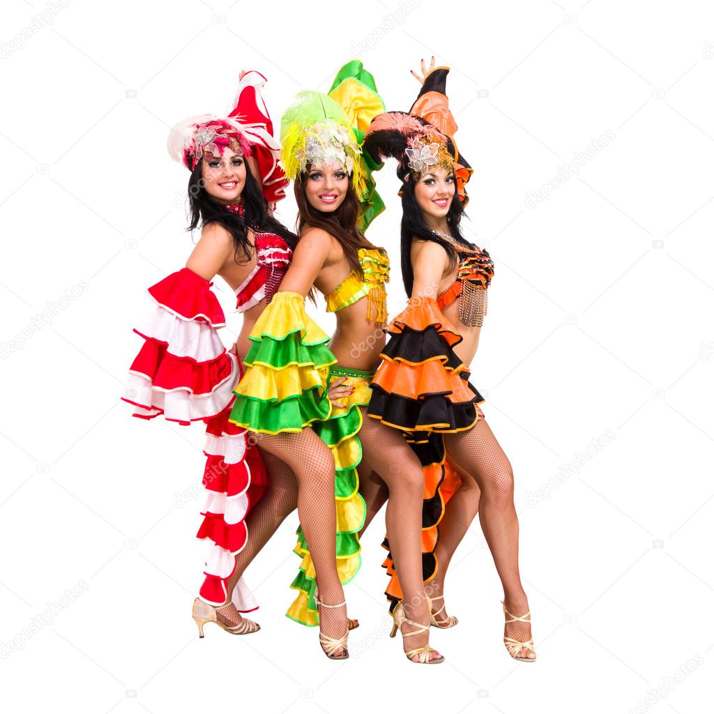 Three sexy carnival dancers posing