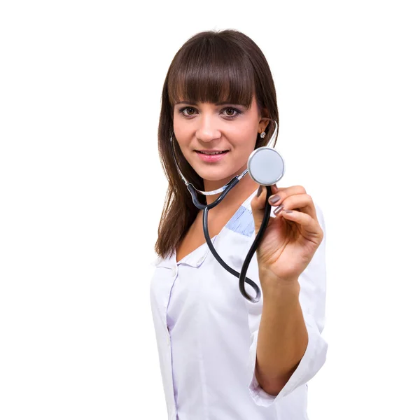 Porträtt av ung läkare eller sjukvårdare med stetoskop — Stockfoto