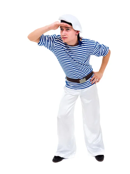 Young dancer dressed as a sailor posing — Stock Photo, Image