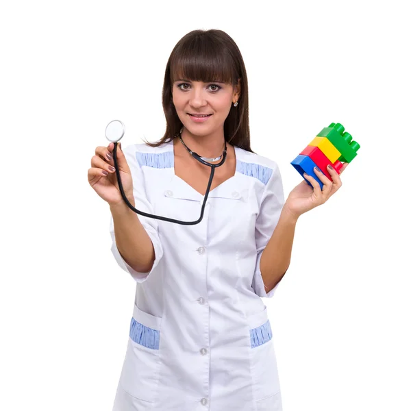 Young medic pediatrician with toys — Stock Photo, Image