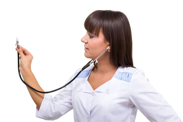 Portrait of young doctor or medic with stethoscope — Stock Photo, Image