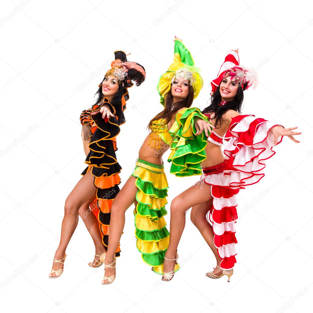 Three carnival dancers posing