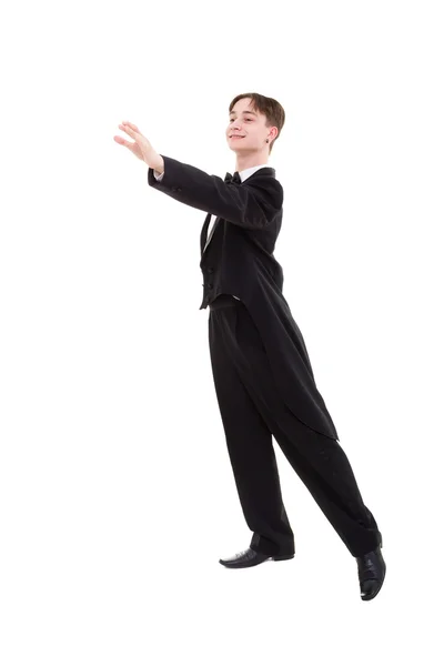 Ballroom danser gekleed in een rokkostuum — Stockfoto