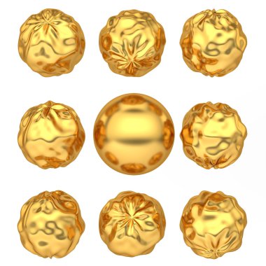 soyut altın top deforme olmuş.